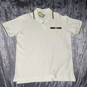Gucci Cotton polo with Web and Interlocking G Men’s Size Small